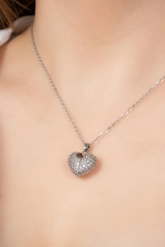 Silverfärgat hjärta halsband (new-v3)