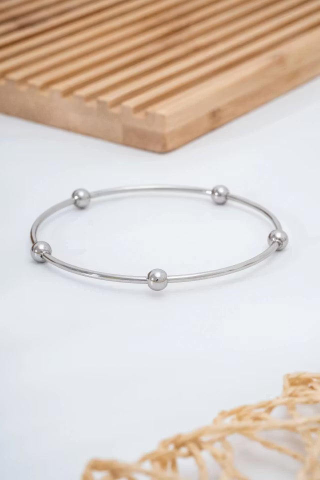 Stål enkel silver dorikali Ajda armband 68mm (new-v3)