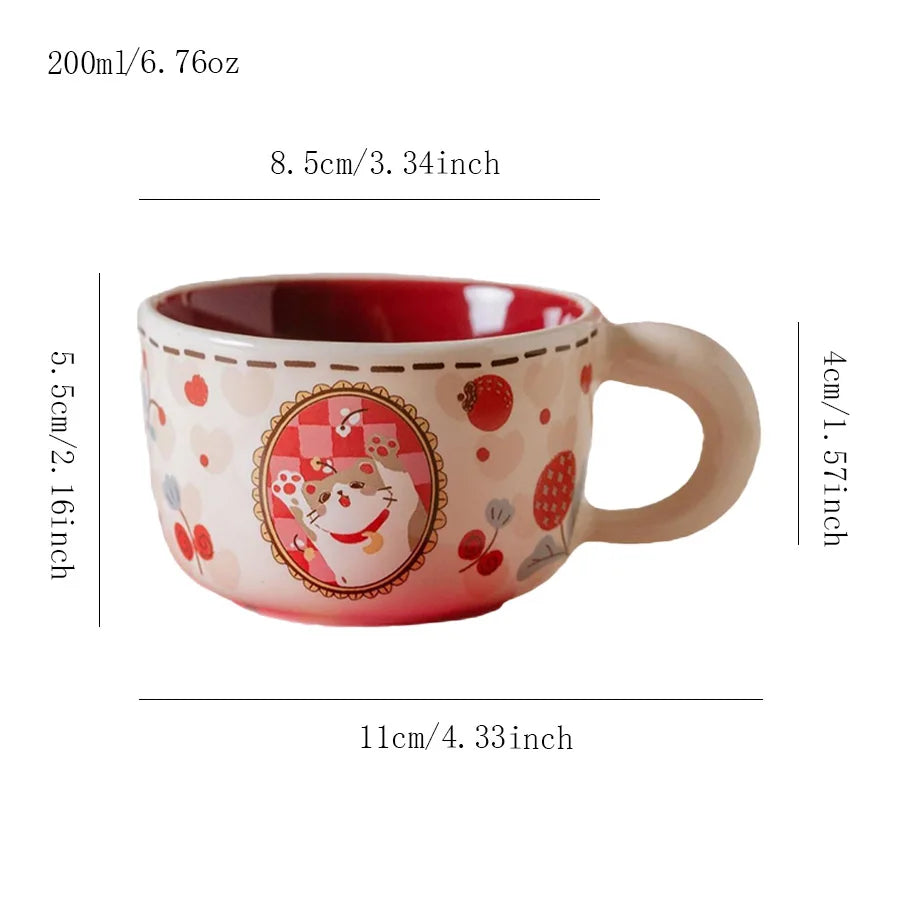 Vintage Cute Wealth Attraction Meow Cup Ceramic Cat Coffee Cup