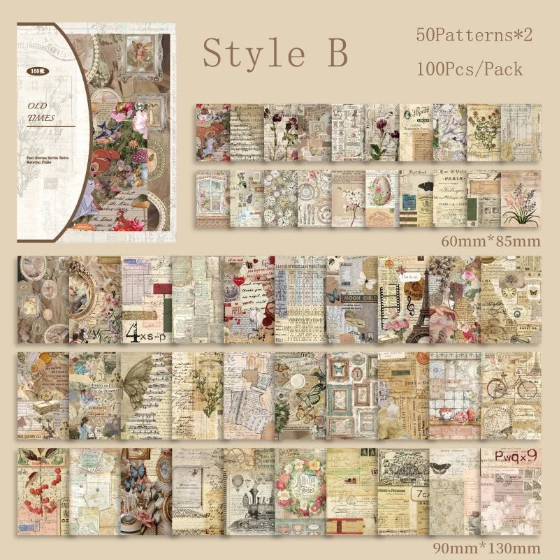 Vintage Series Scrapbooking 100Pcs/Pack Past Stories