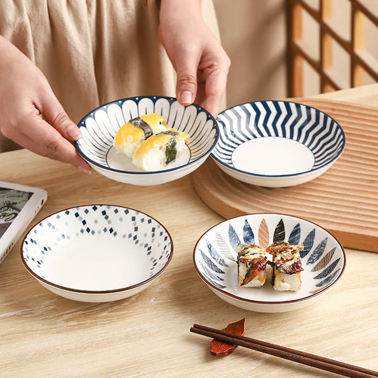 4-Piece 5.6-Inch Minimalist Ceramic Small Plates Set, Multi-functional plates,Oven/Microwave/Dishwasher Safe