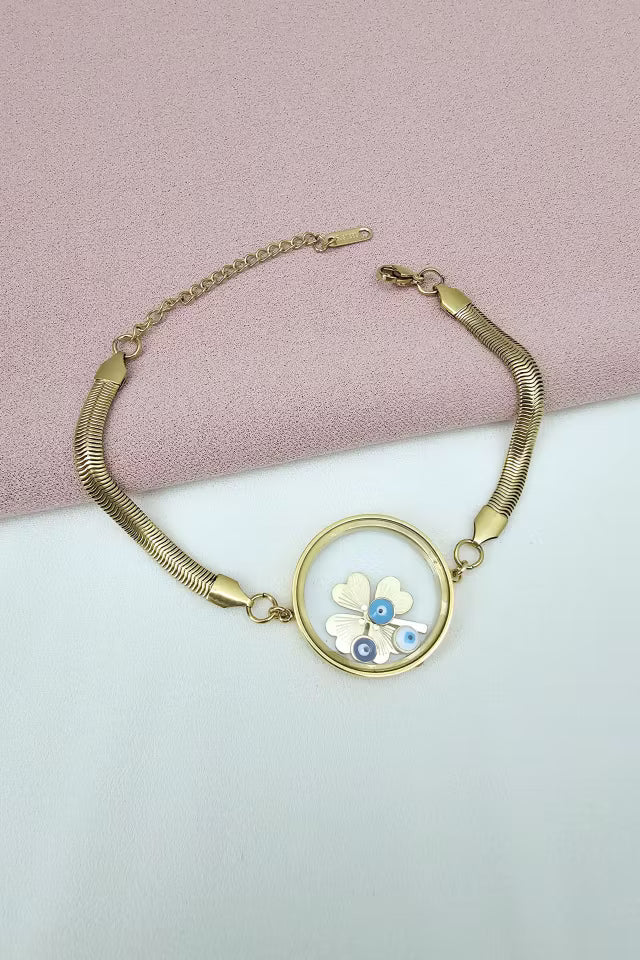Stål, klöverarmband med öppningslock (new-v3)
