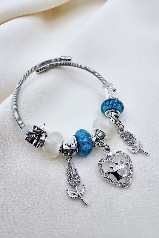 Pandora i stål med tulpan och kronhjärtafigur (new-v3)