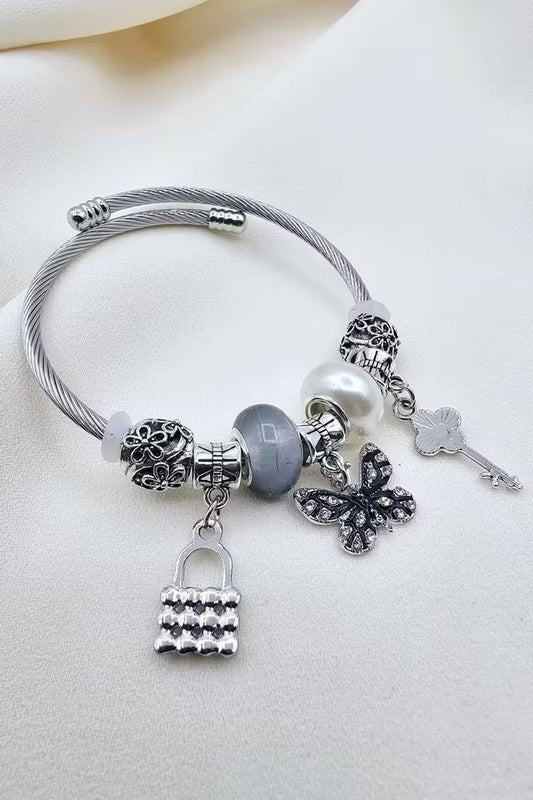 Stål svart pärlemor stenarmband (new-v3)