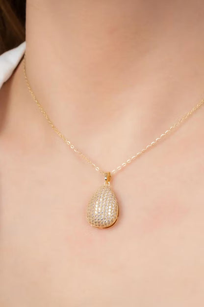 Halsband i stål Zirkon sten