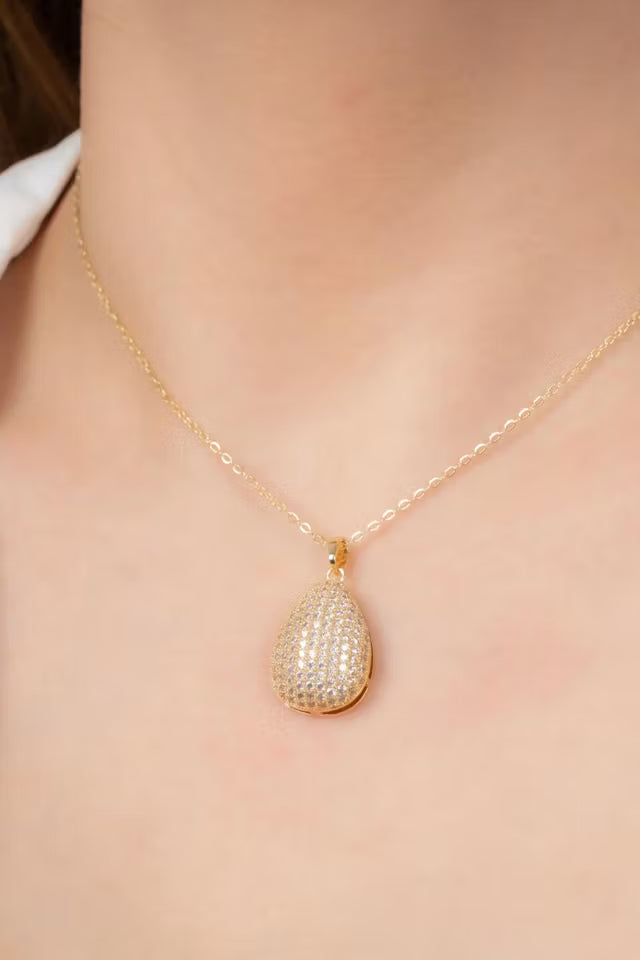 Halsband i stål Zirkon sten (new-v3)