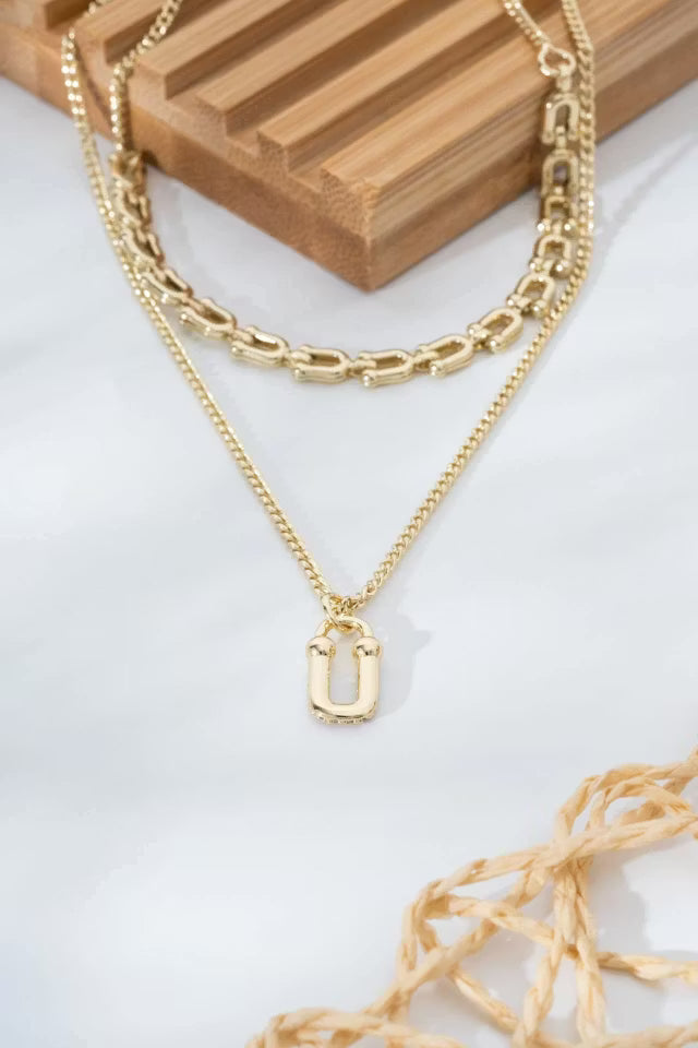 Guldfärg Tjock kedja Detaljerad dubbel U-formad halsband (new-v3)