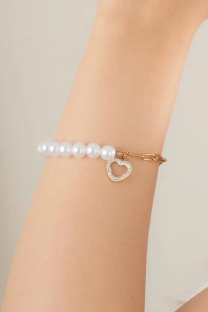 Stål hjärta Pearl Armband