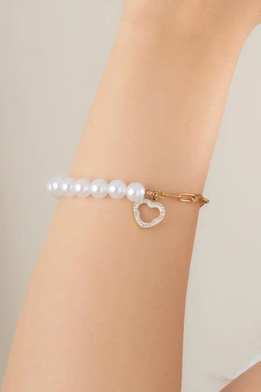 Stål hjärta Pearl Armband