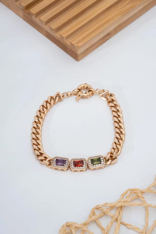 Guld VIP-armband med färgglada stenar (new-v3)