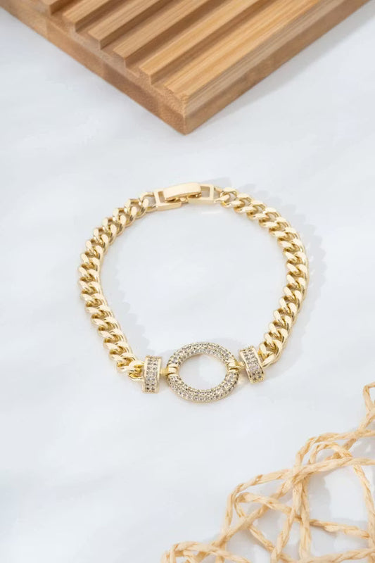 Guld Gul sten Detaljerad tjock kedja VIP-armband (new-v3)