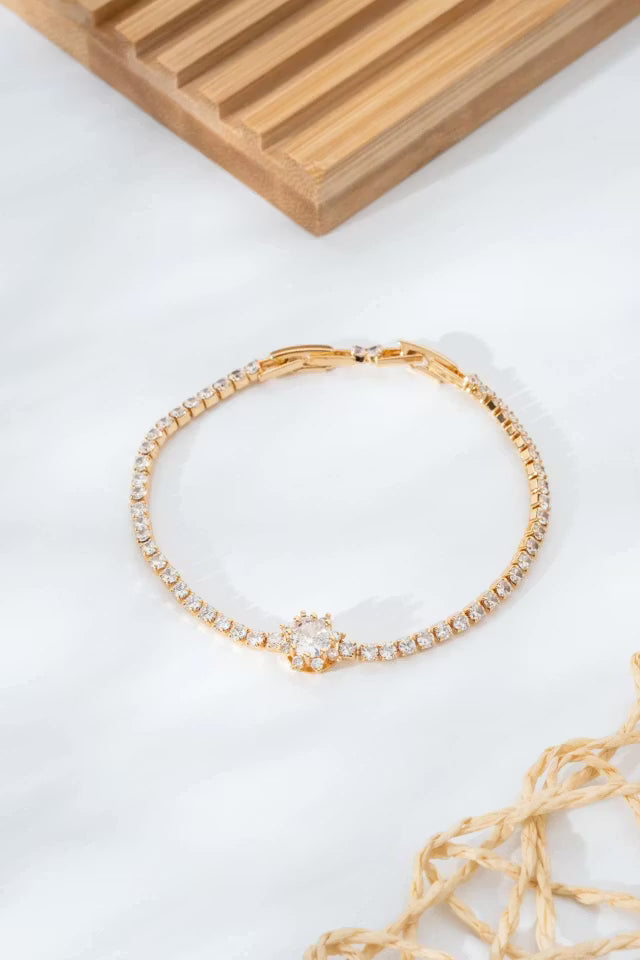 Guldfärgad enkelsten gnistrande elegant VIP-armband (new-v3)