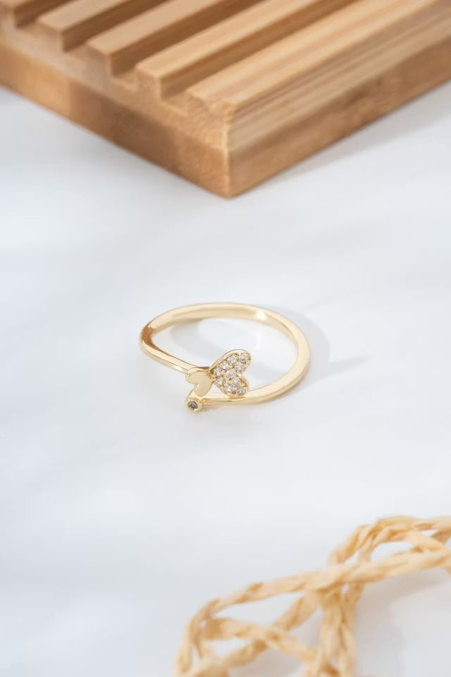 Butterfly Figured Stone Detaljerad Guld Gul Dam Ring (new-v3)