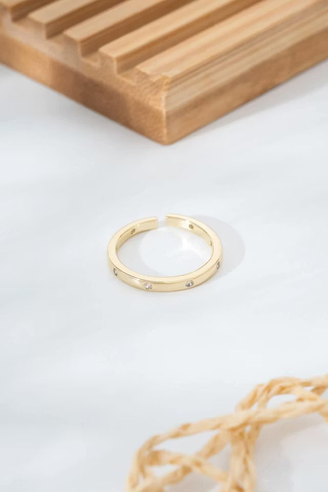 Minimal Stone Detaljerad Guld Justerbar Ring (new-v3)