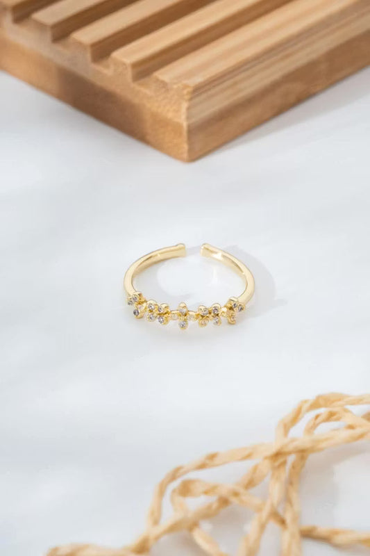 Blommotiv Sten Detaljerad Guld Gul Justerbar Ring (new-v3)