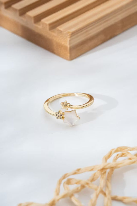 Star Figured Stone Detaljerad Guld Gul Justerbar Ring (new-v3)