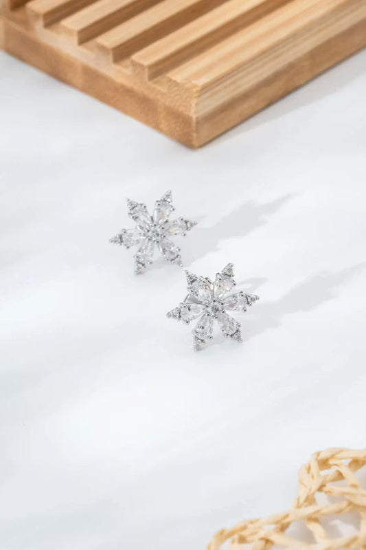 Silverfärgade snöflingaformade glittrande örhängen (new-v3)