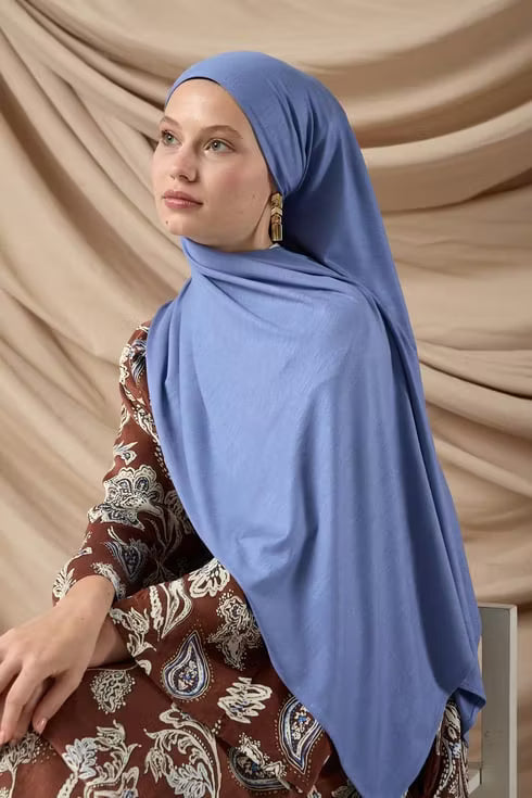 Premium kammad bomullssjal 65002-42 Denimblå (new-v3)