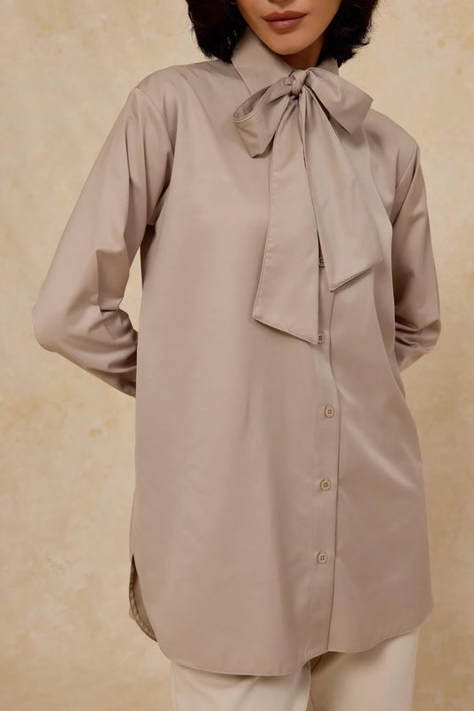 Bomullssatinskjorta Beige (new-v3)