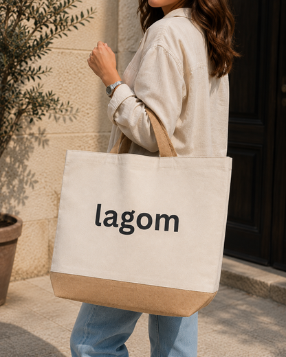 Lagom Canvas Och Jute Väska Miljövänlig Shopping Av Naturliga Material