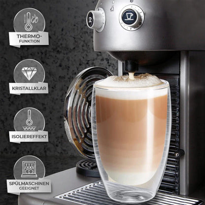 6 Pack Double-walled insulated transparent glass espresso cups, 250/350/450ml, perfect for tea, coffee, milk, restaurant