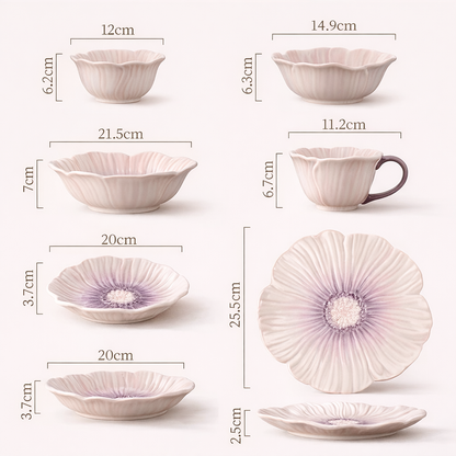 Ceramic Plate  Relief Purple Floral