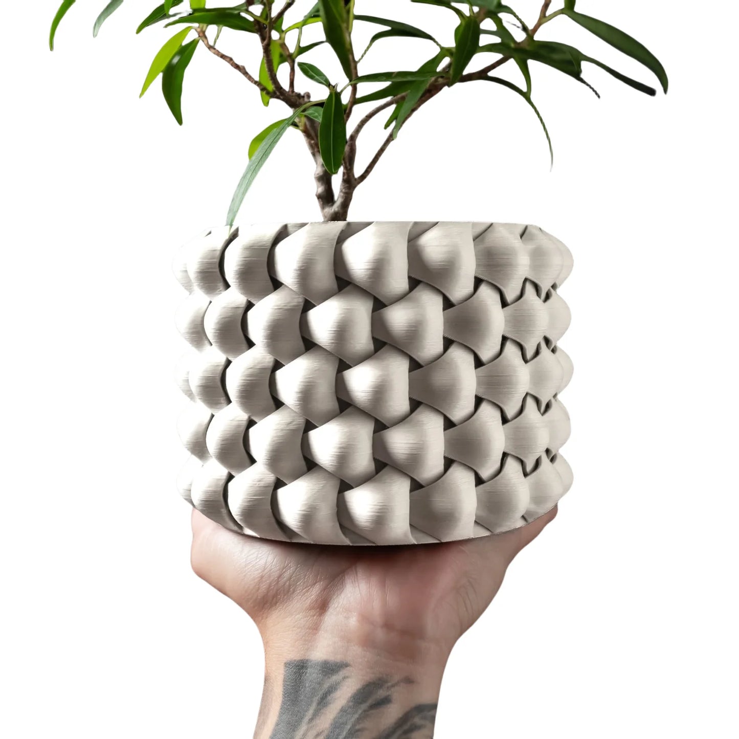 Modern Minimalist 3D Printed Plant Pot – Biodegradable Flower Planter for Home Decor, Eco-Friendly Sustainable Gift (Tri-Weave)