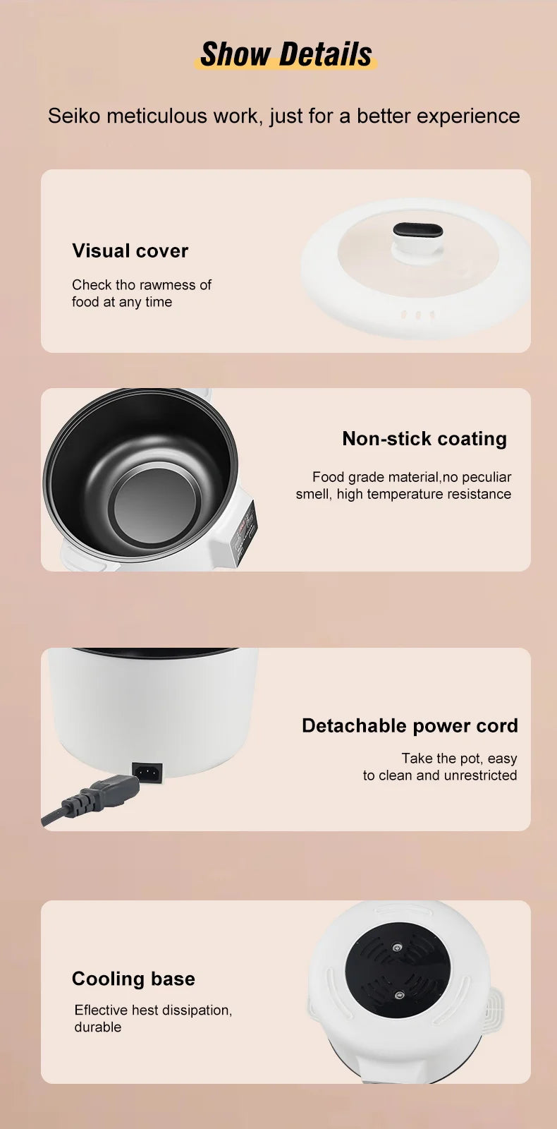 800W Electric Multifunctional Cooker Household Hot Pot Intelligent Non-stick Cookware for Kitchen Home Appliance Rice Pot 3.5L