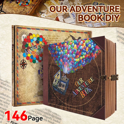 Our Adventure Book 146 Page DIY Scrapbook for Travel Memories Unique Wedding & Anniversary Gift Retro Kraft Photo Album