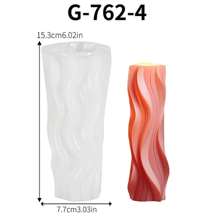 A wave-shaped cylindrical fragrance candle silicone mold DIY hand-made diffuser stone ornament mold