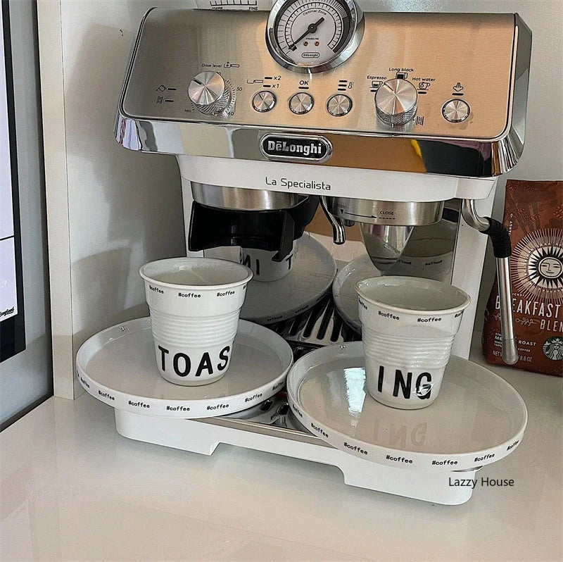 6.7oz Korean Style Cups and Mugs Coffee Mug White Ceramic Nordic Wrinkle Cup 200ml Drinking Coffe Tumbler English Letter
