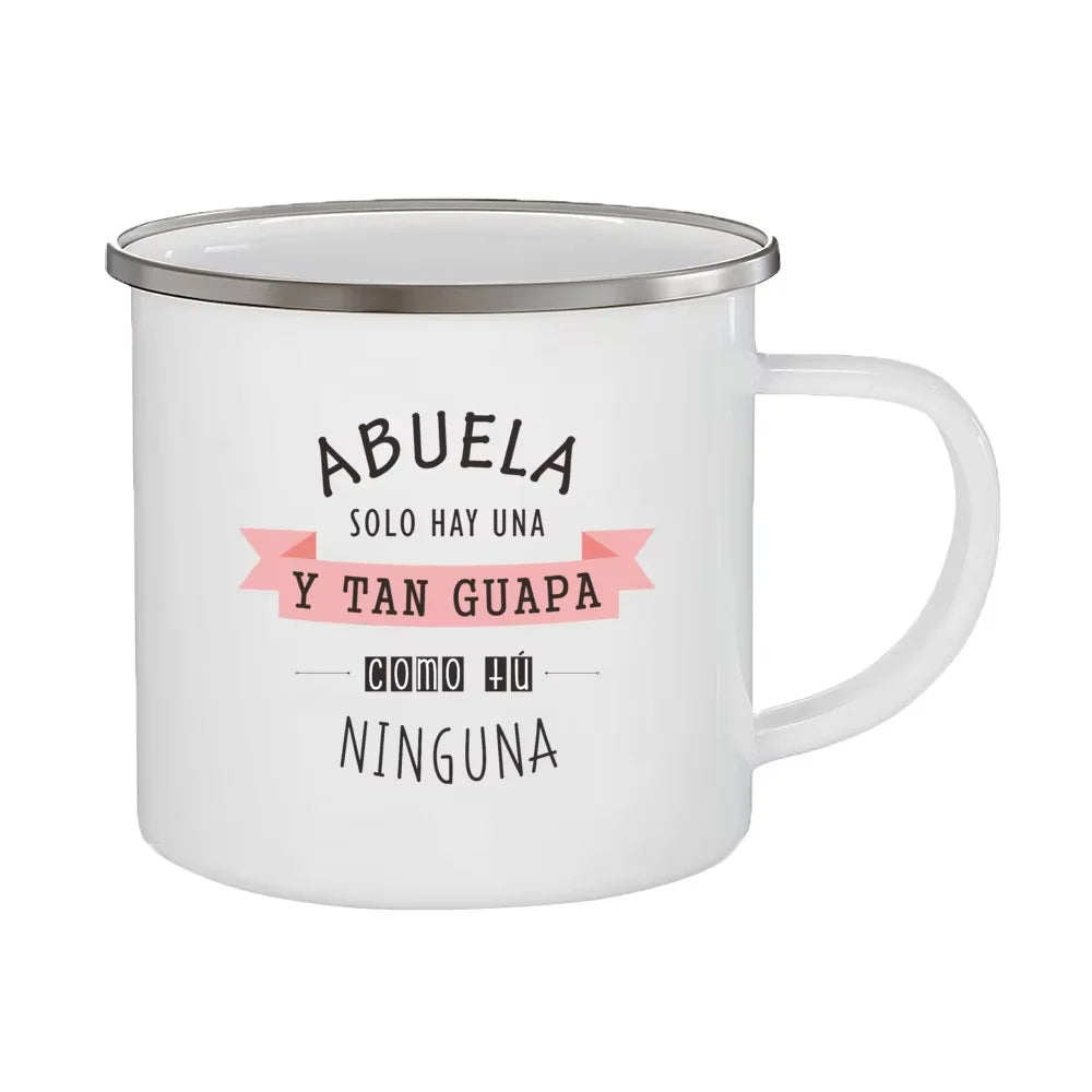 Best Grandmother in The World Spanish Print Enamel Coffee Mug Drinks Milk Cup Camping Mugs Best Birthday Holiday Gift for Abuela