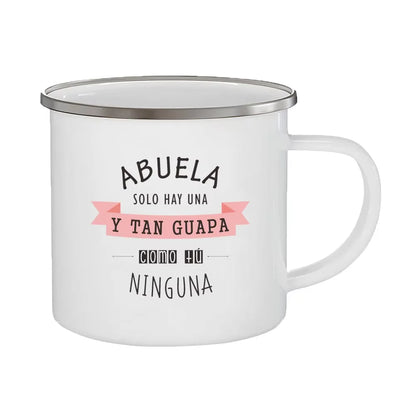 Best Grandmother in The World Spanish Print Enamel Coffee Mug Drinks Milk Cup Camping Mugs Best Birthday Holiday Gift for Abuela