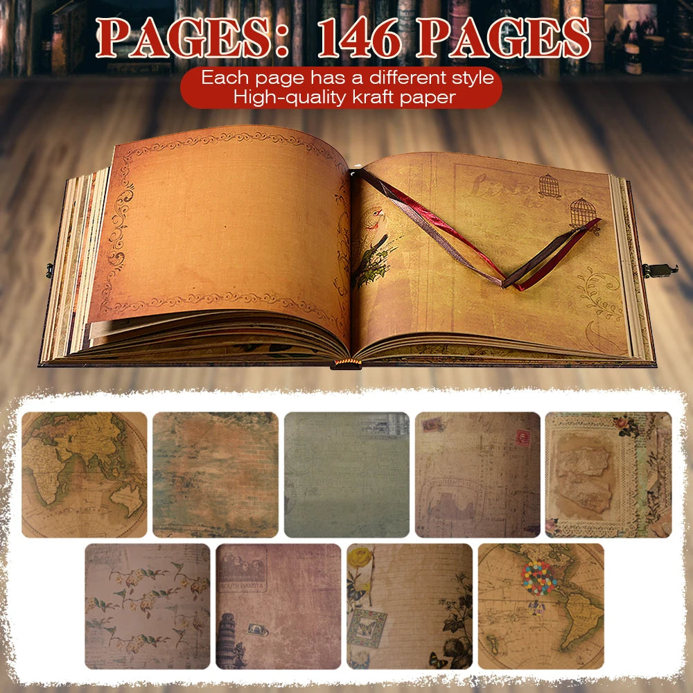 Our Adventure Book 146 Page DIY Scrapbook for Travel Memories Unique Wedding & Anniversary Gift Retro Kraft Photo Album