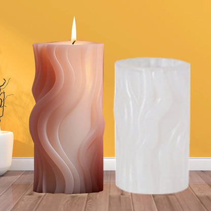 A wave-shaped cylindrical fragrance candle silicone mold DIY hand-made diffuser stone ornament mold