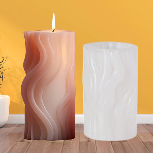A wave-shaped cylindrical fragrance candle silicone mold DIY hand-made diffuser stone ornament mold