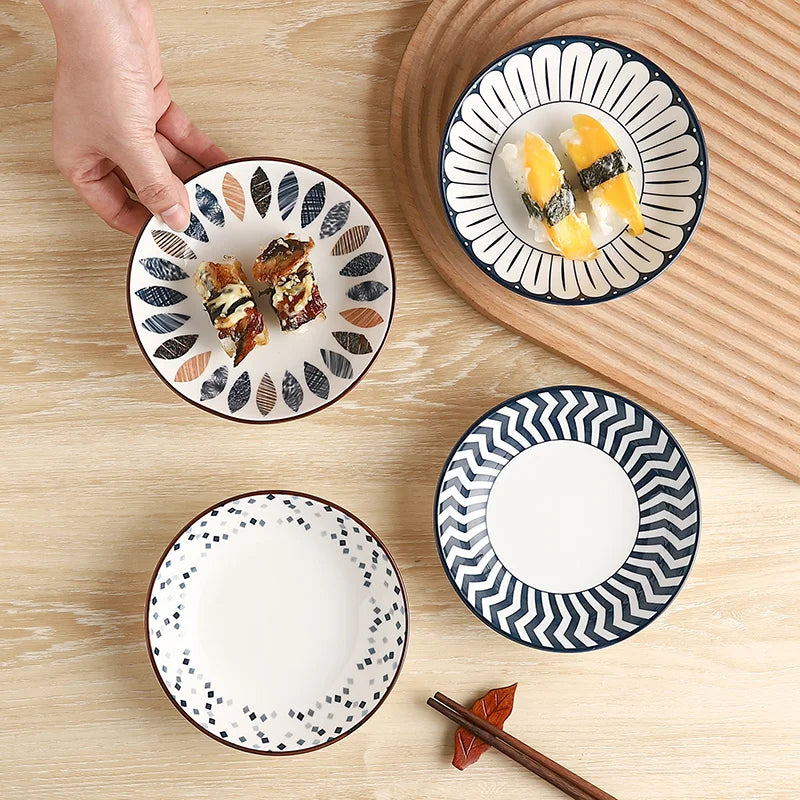 4-Piece 5.6-Inch Minimalist Ceramic Small Plates Set, Multi-functional plates，Oven/Microwave/Dishwasher Safe