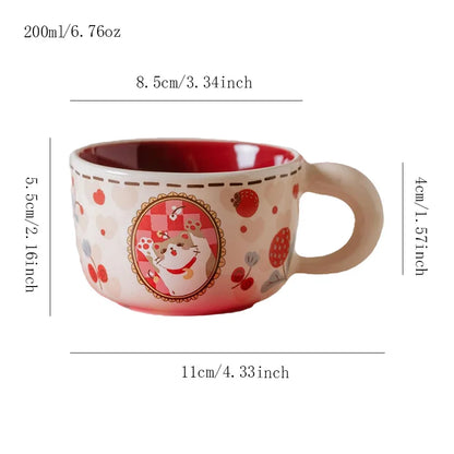 Vintage Cute Wealth Attraction Meow Cup Ceramic Cat Coffee Cup