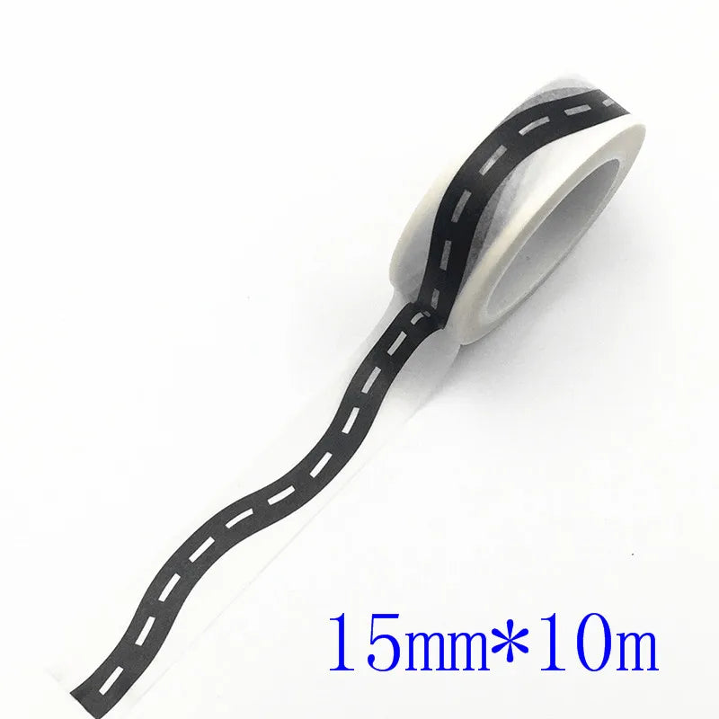 15mm*10M Black And White Highway shape Stripe Washi Tape Adhesive Tape DIY Scrapbooking Sticker Label Masking Tape