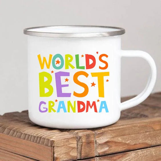 Mothers Day Gift For Grandmother  Worlds Best Grandma coffee mug Grandma drink enamel mugs Granny Grandmother Birthday Gifts