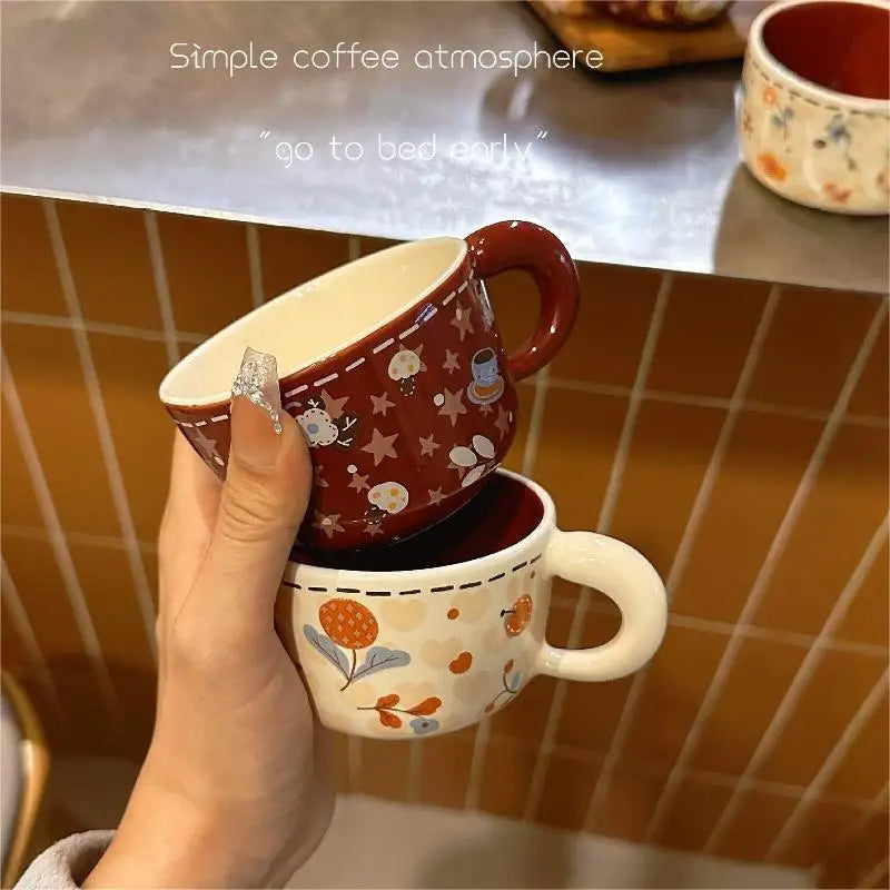 Vintage Cute Wealth Attraction Meow Cup Ceramic Cat Coffee Cup