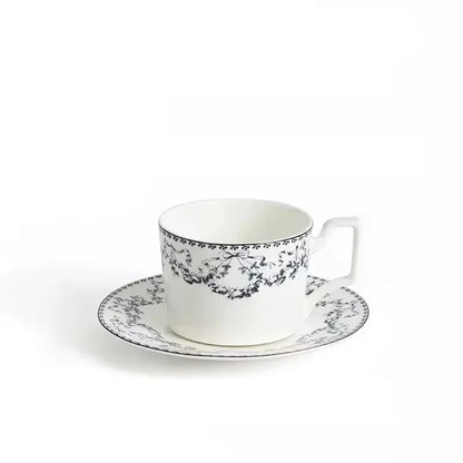 French retro floral imitation ceramic coffee cup and plate