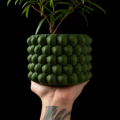 Modern Minimalist 3D Printed Plant Pot – Biodegradable Flower Planter for Home Decor, Eco-Friendly Sustainable Gift (Tri-Weave)