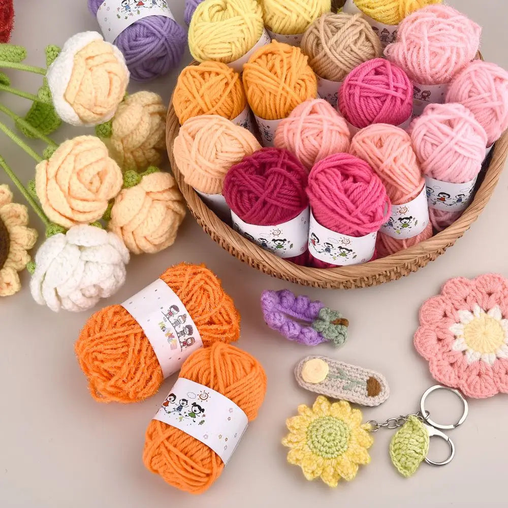 12Color Set Kids DIY Knitting Crochet Yarns Colorful Material For Needlework Sewing Hand Crafting Wool Ball Hat Dolls Soft Sewin