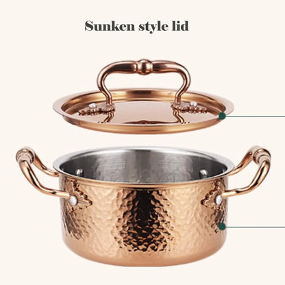 304 stainless steel double ear pot thickened hammer pattern single pot With lid Home self-service hot pot Stewed pot cookware