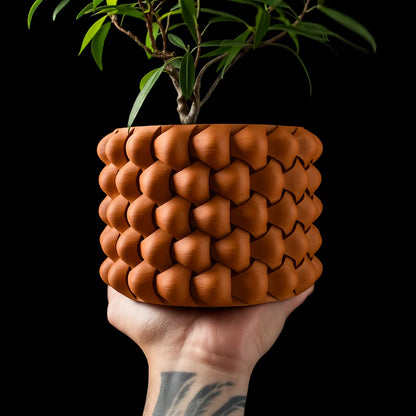 Modern Minimalist 3D Printed Plant Pot – Biodegradable Flower Planter for Home Decor, Eco-Friendly Sustainable Gift (Tri-Weave)