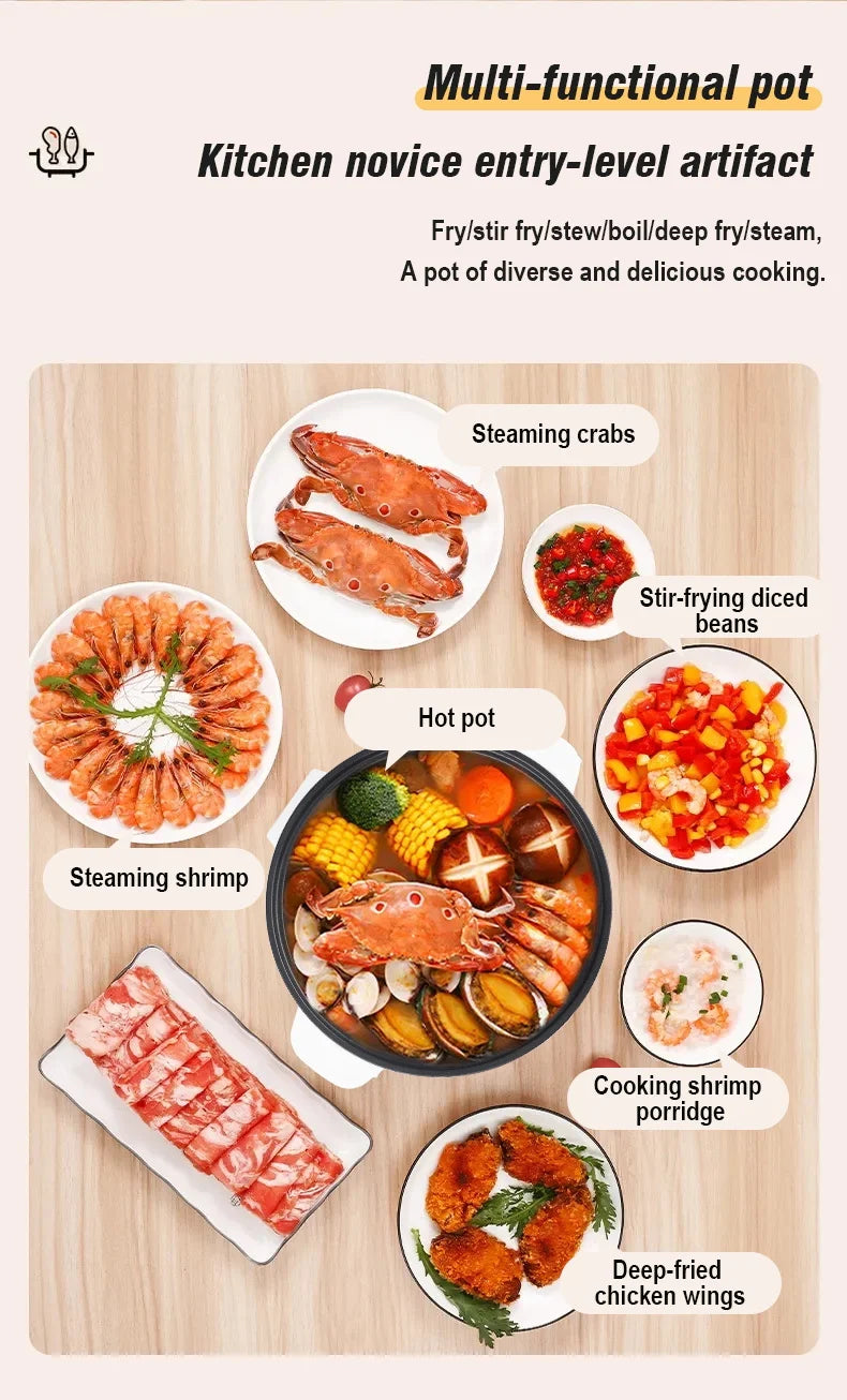800W Electric Multifunctional Cooker Household Hot Pot Intelligent Non-stick Cookware for Kitchen Home Appliance Rice Pot 3.5L