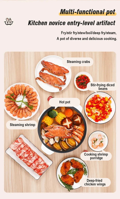 800W Electric Multifunctional Cooker Household Hot Pot Intelligent Non-stick Cookware for Kitchen Home Appliance Rice Pot 3.5L