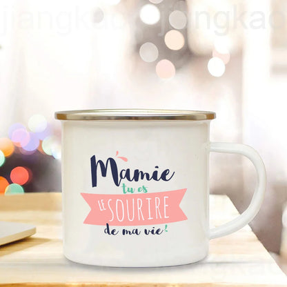 Thank You Grandma for All These Magical Moments Print Enamel Mug Outdoor Cup Drink Coffee Cups Holiday Birthday Gift for Grandma