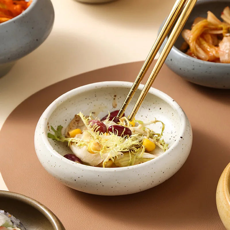 Solid Color Ceramic Sauce Salad Dessert Bowl Retro Fashion Luxury Gift Appetizer Dip Bowl Condiment Kitchen Bar Utensils